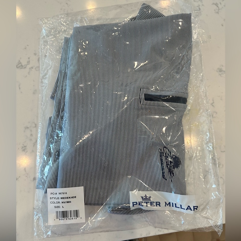 NWT ** Peter Millar Men’s Sugar Stripe Performance Quarter Zip